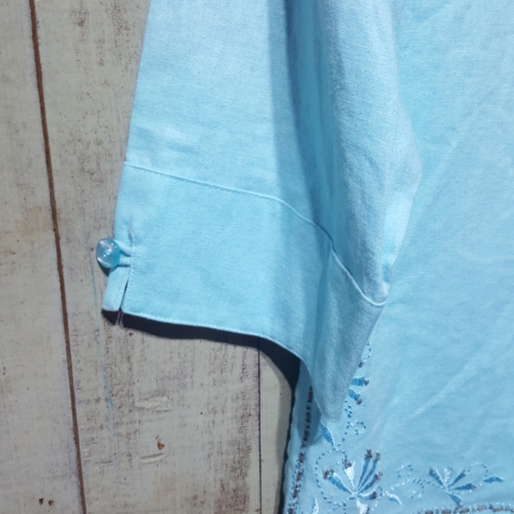 Cropped linen blouse, 3/4 sleeve - Picture 5 of 6